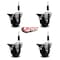 Service Caster 3.5'' Soft Rubber Swivel 7/8'' Expanding Stem Caster Set with Brake, 4PK SCC-EX20S3514-SRS-PLB-78-4 - alternate 4